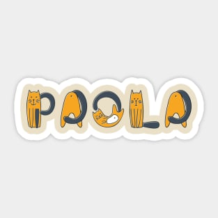 Paola | Girl Name | Cat Lover | Cat Illustration Sticker